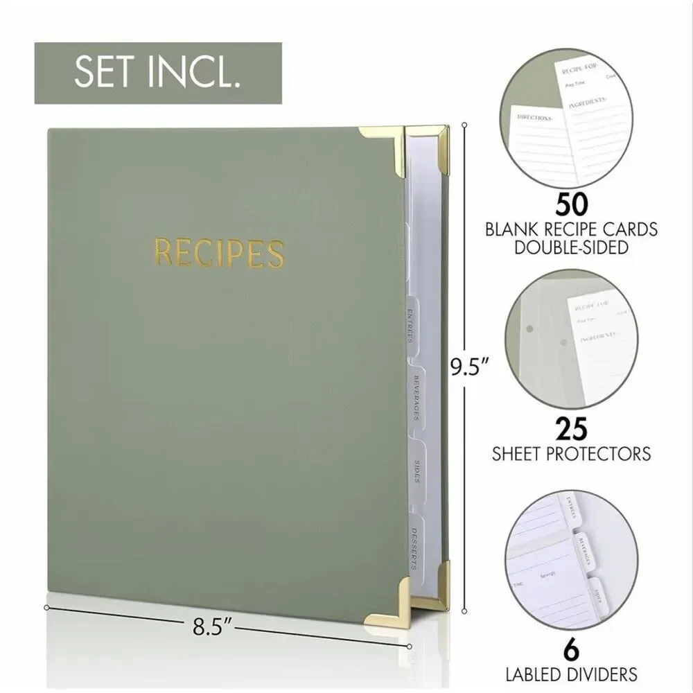 The Perfect Recipe Book with Plastic Sleeves to Write in Your Own Recipes, Cards